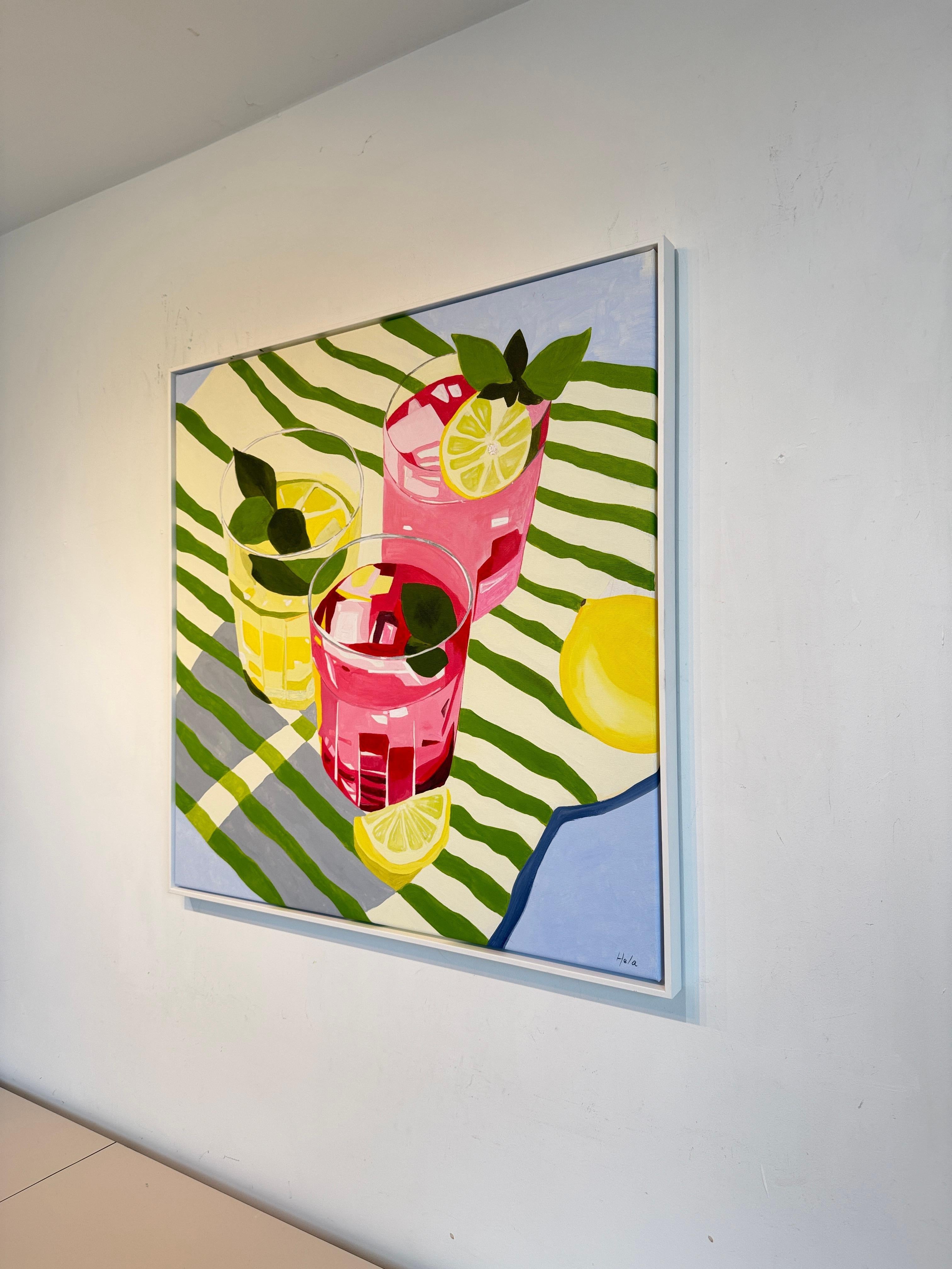 Tres sorbos de sol by Hela -Coctel contemporáneo bodegón de verano en venta 11