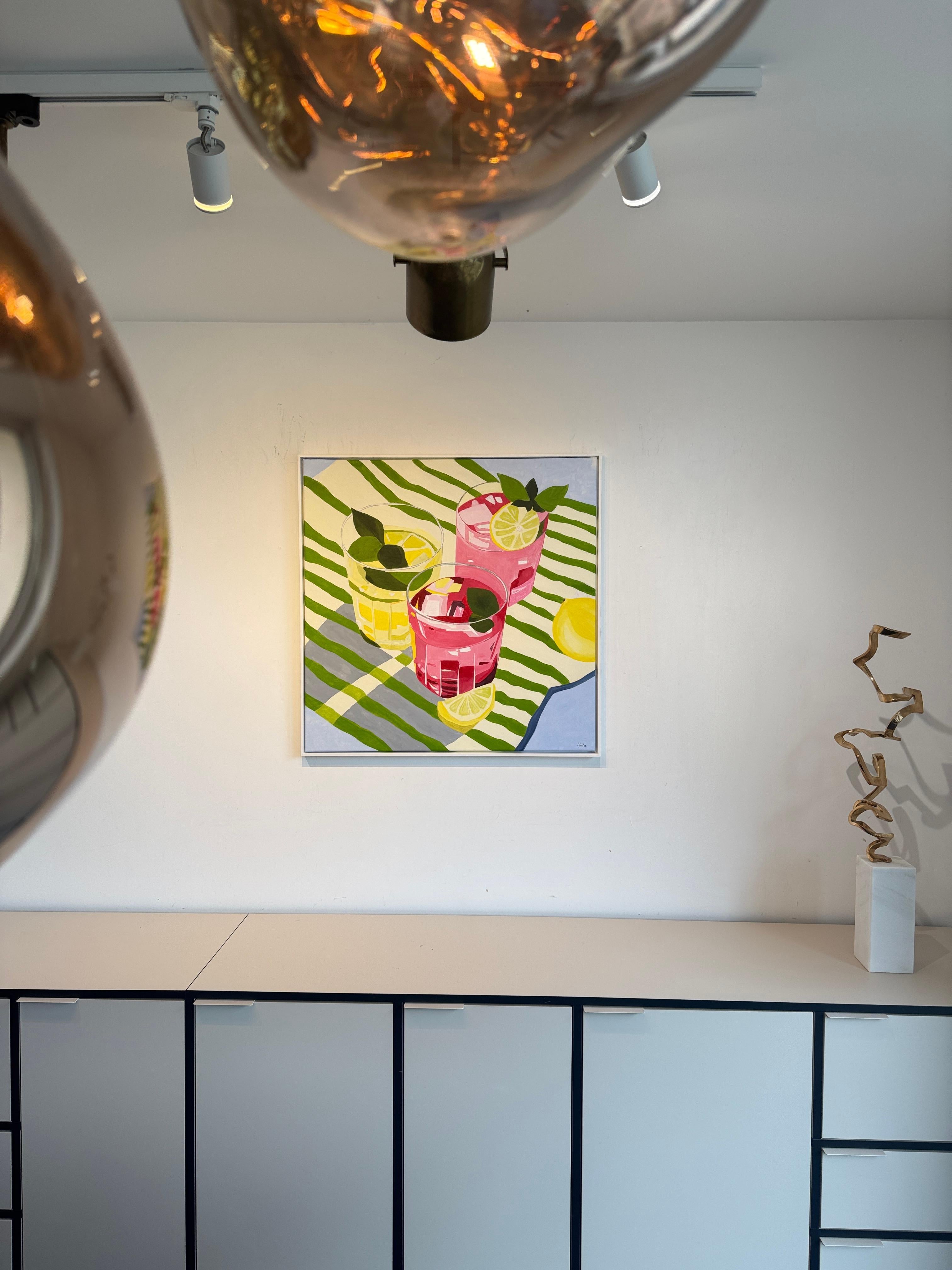 Tres sorbos de sol by Hela -Coctel contemporáneo bodegón de verano en venta 14