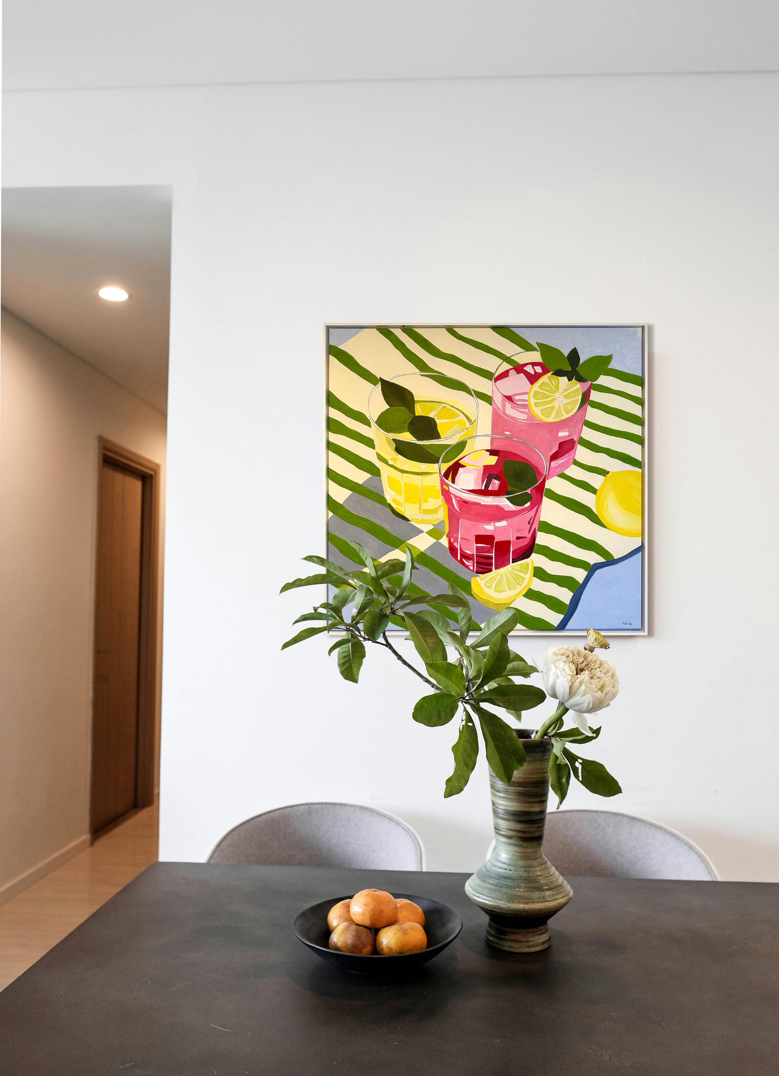 Tres sorbos de sol by Hela -Coctel contemporáneo bodegón de verano en venta 2