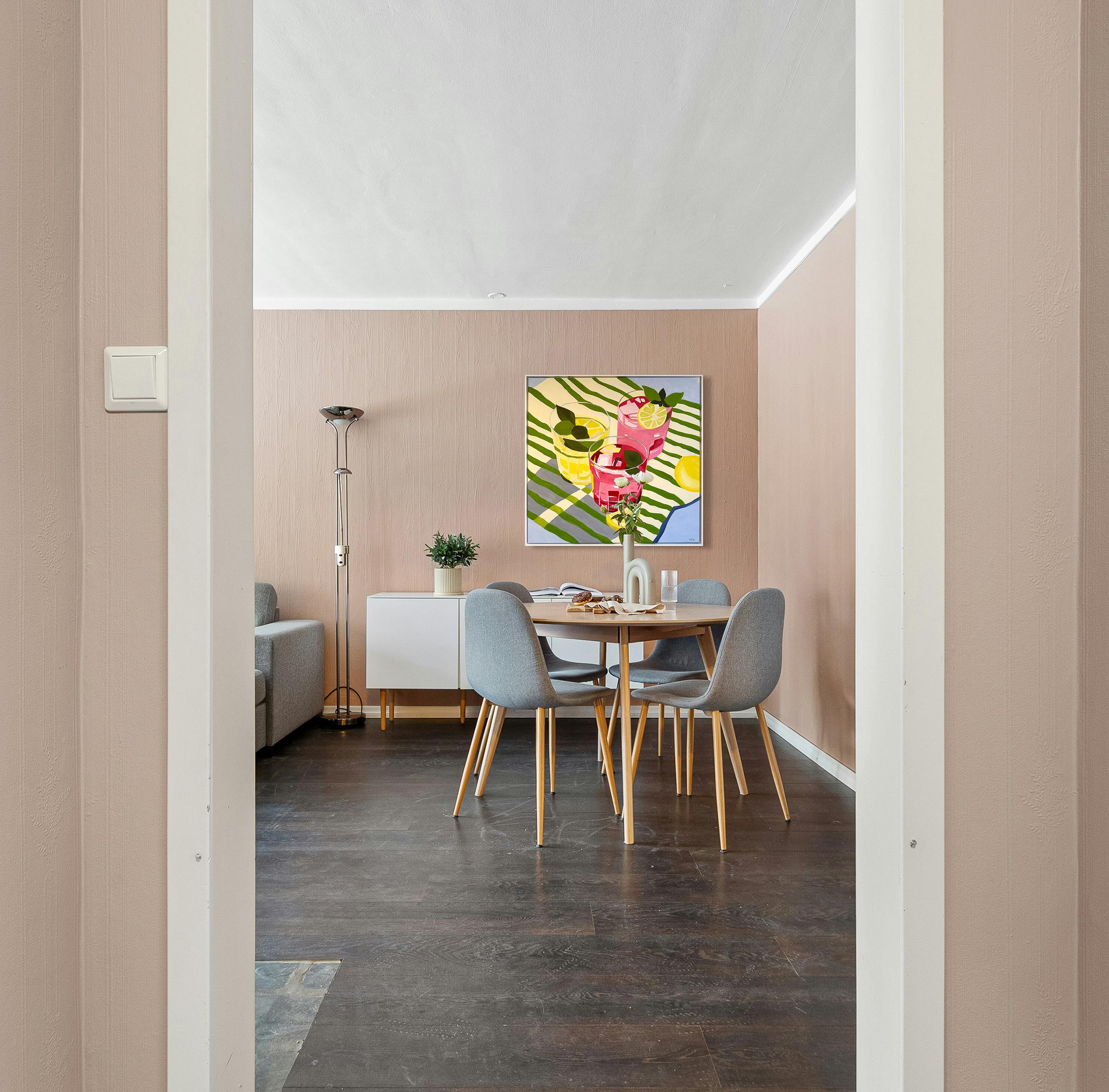 Tres sorbos de sol by Hela -Coctel contemporáneo bodegón de verano en venta 8