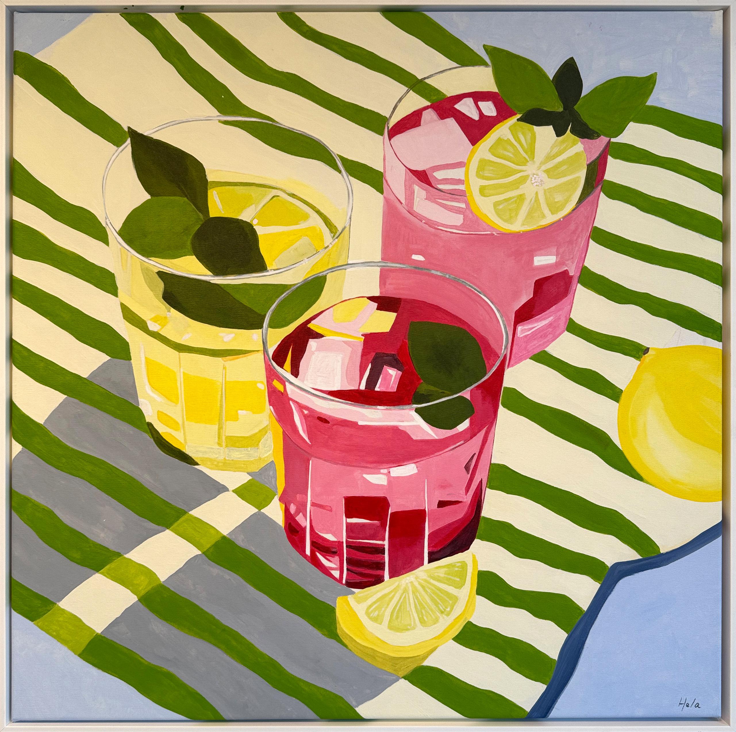 Drei schlucke sonne von Hela - Zeitgenössische cocktail sommer stillleben malerei