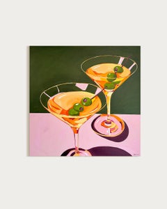 Two drinks, one secret - Contemporary cocktail summer still life painting