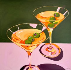 Two drinks, one secret - Contemporary cocktail summer still life painting