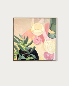 Wine and Olives by Hela - Contemporary cocktail wine still life painting