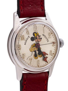 Helbros chromium plated Minnie Mouse manual wind Wristwatch, circa 1970s