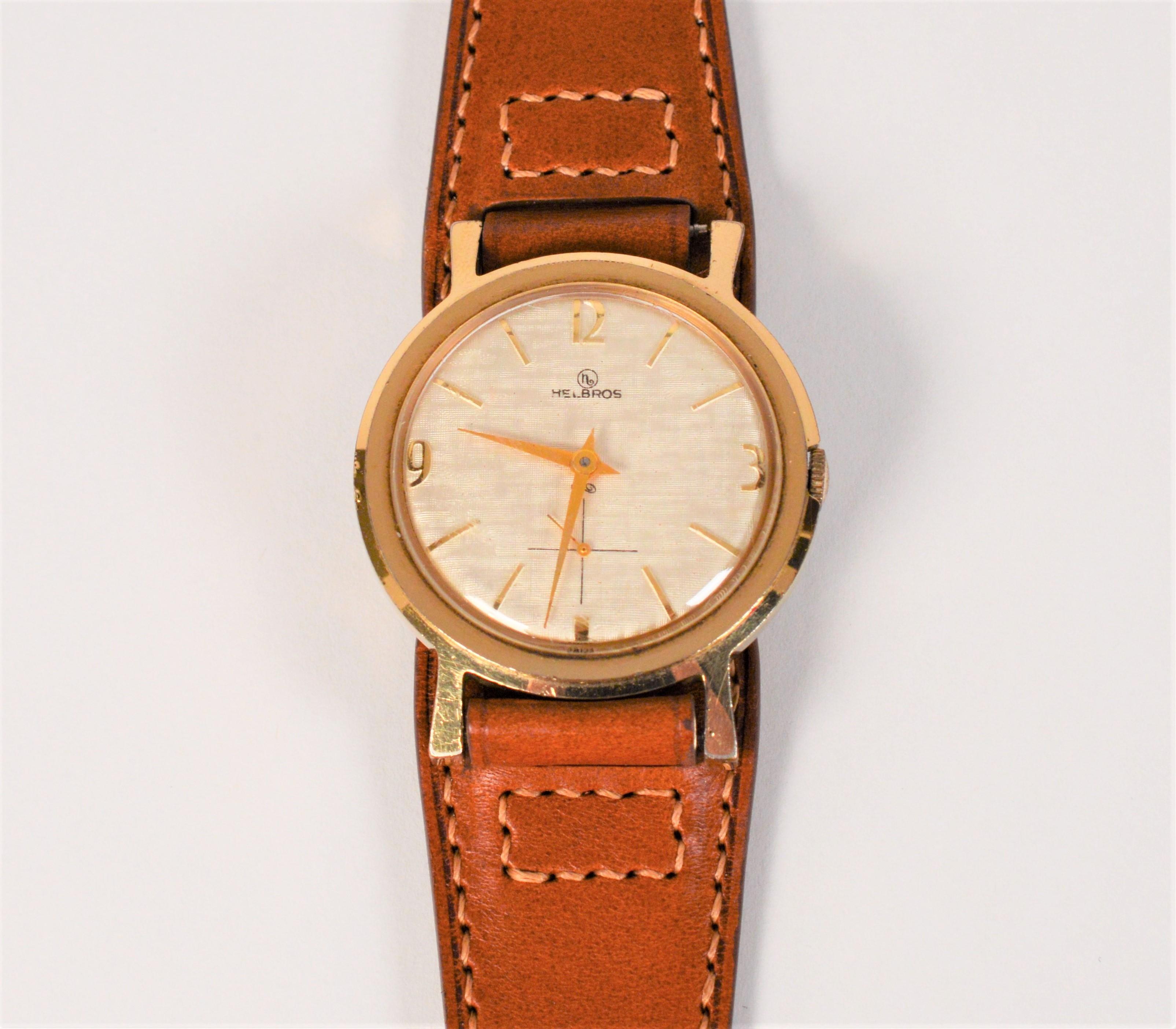 Helbros Model 83 Classic 1950s Wrist Watch w Military Style Bund Strap  For Sale 1
