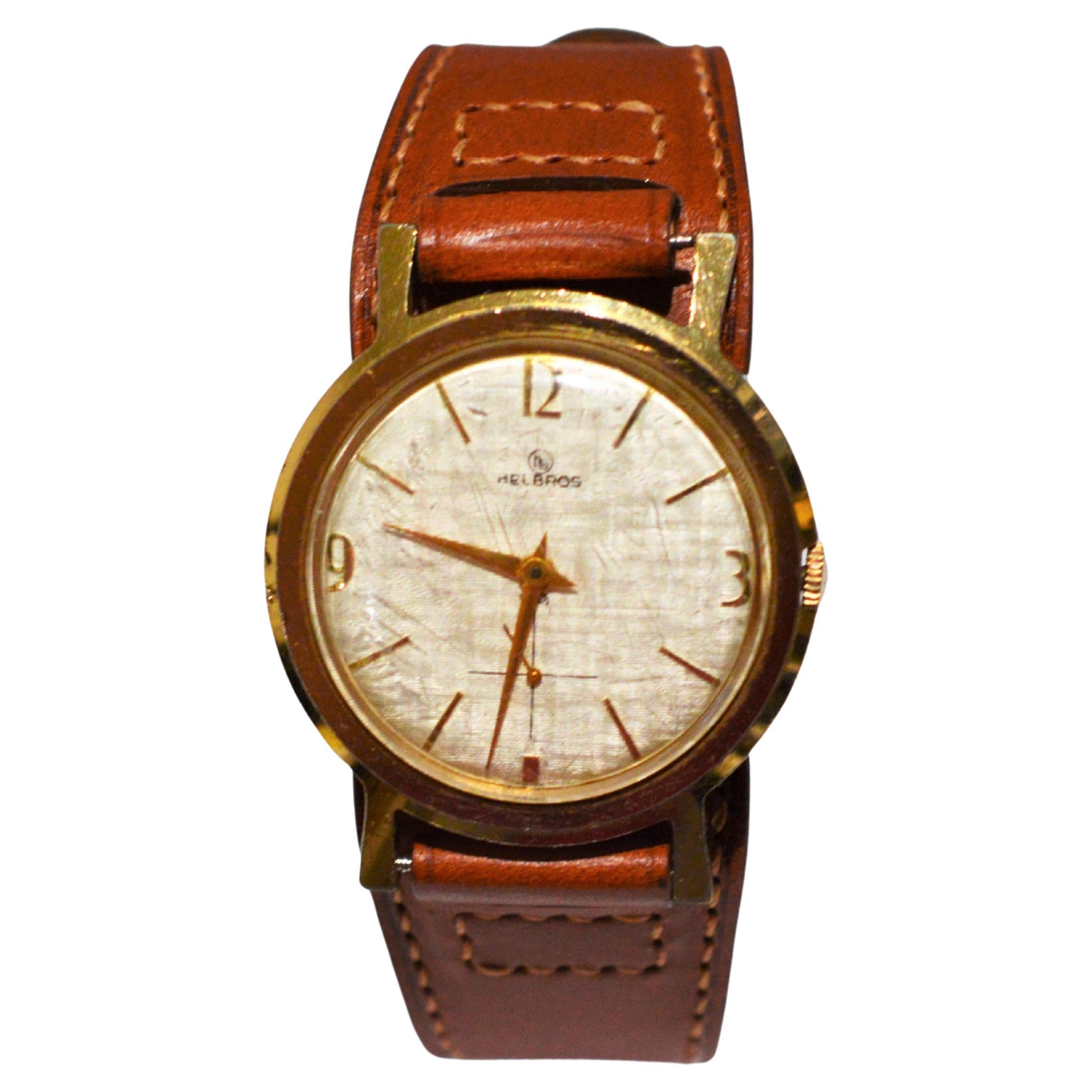 Helbros Model 83 Classic 1950s Wrist Watch w Military Style Bund Strap  For Sale