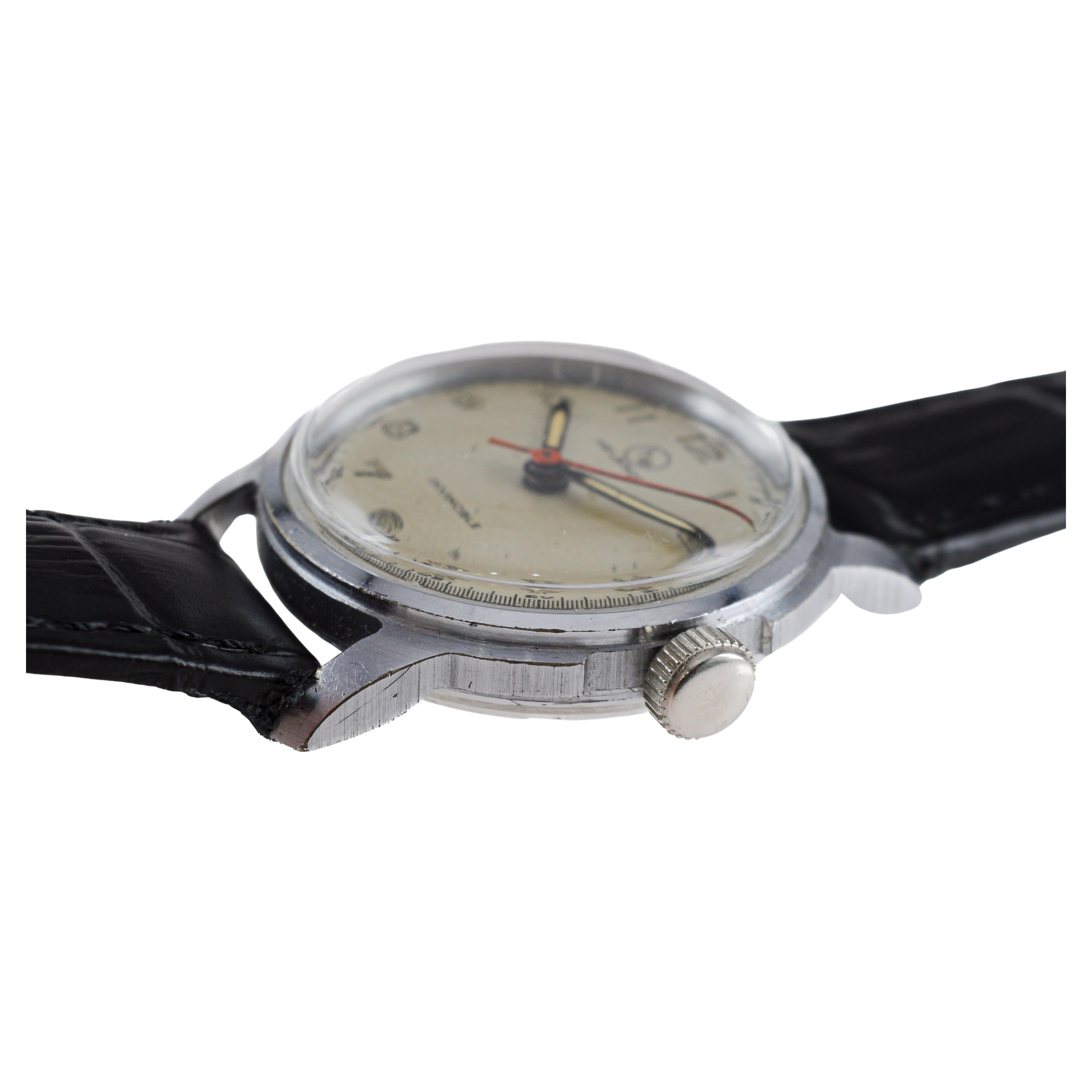 Orologio Helbros in acciaio inossidabile Art Deco degli anni '50 circa in vendita 6