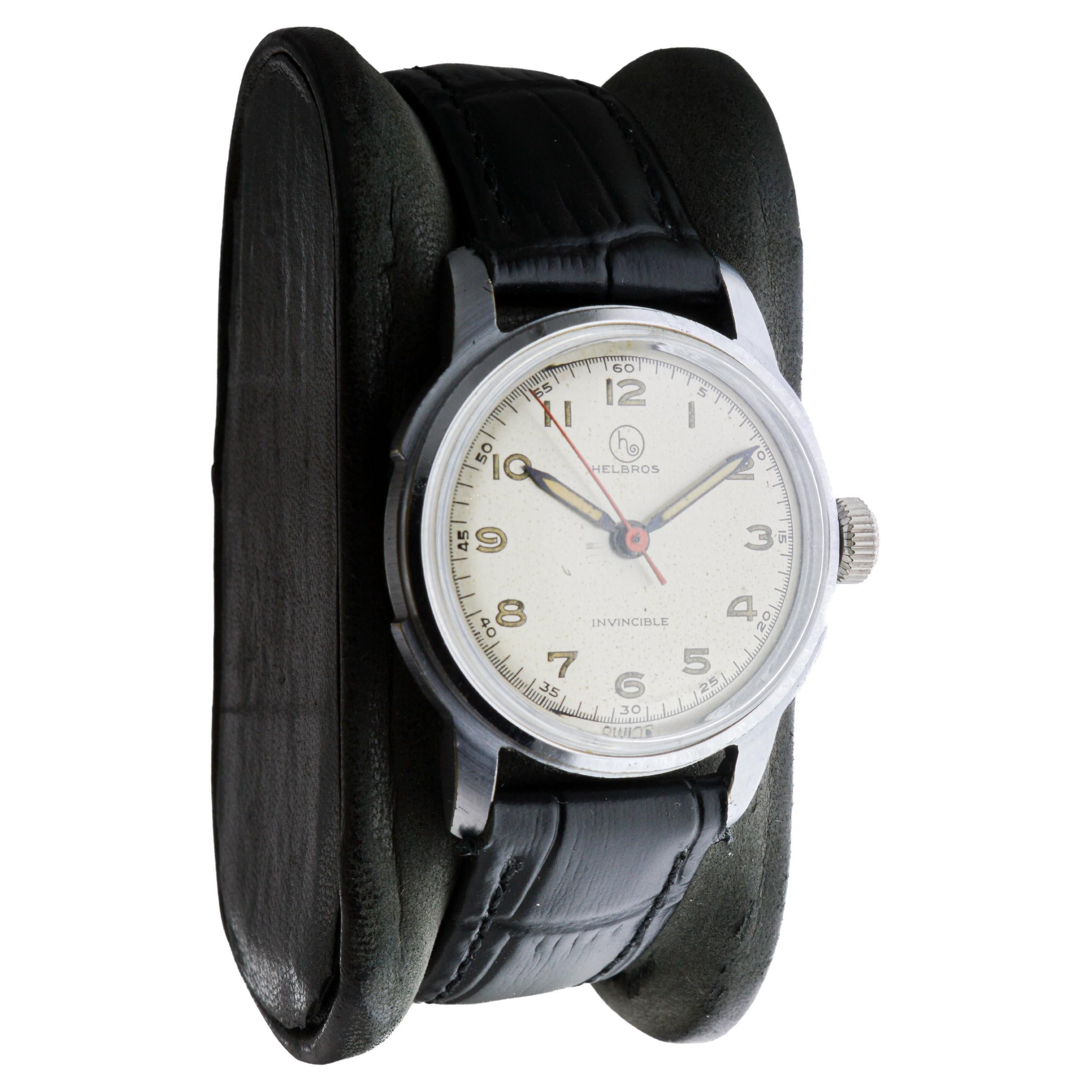 Art Déco Orologio Helbros in acciaio inossidabile Art Deco degli anni '50 circa in vendita