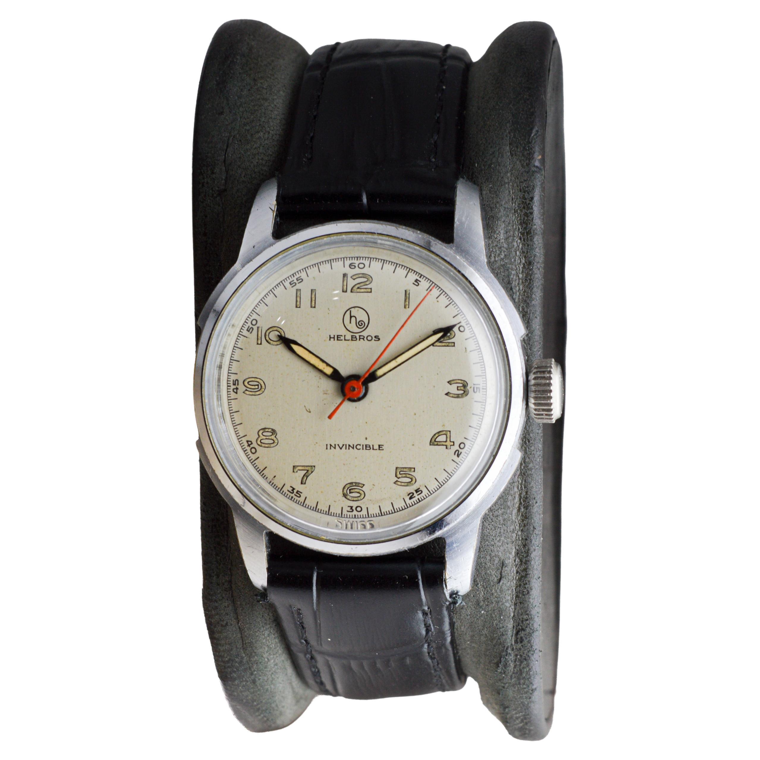 da uomo o donna Orologio Helbros in acciaio inossidabile Art Deco degli anni '50 circa in vendita