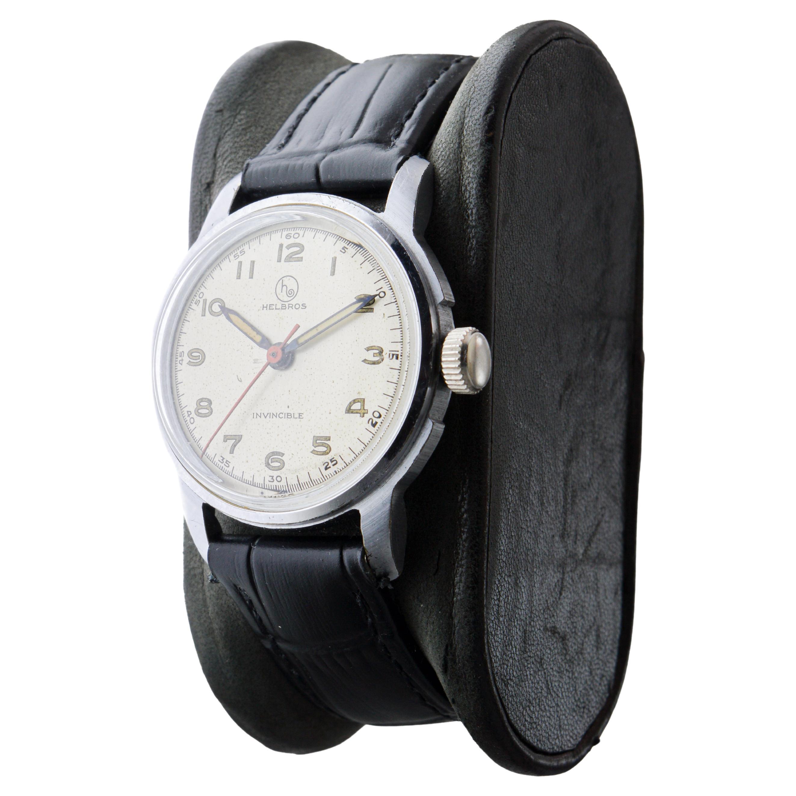 Orologio Helbros in acciaio inossidabile Art Deco degli anni '50 circa in vendita 1