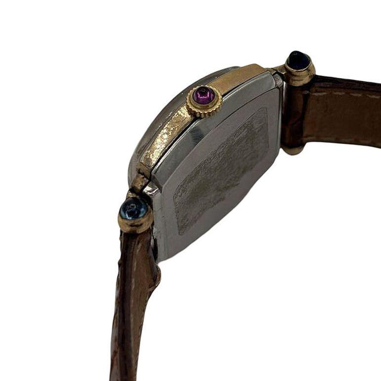 Orologio manuale da uomo Helbros a forma di Tonneau in oro riempito Art Deco con rubini in vendita 1