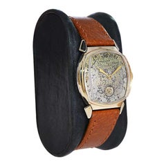 Helbros Yellow Gold Filled Art Deco Tortue Shape Watch with Original Dial 1940's