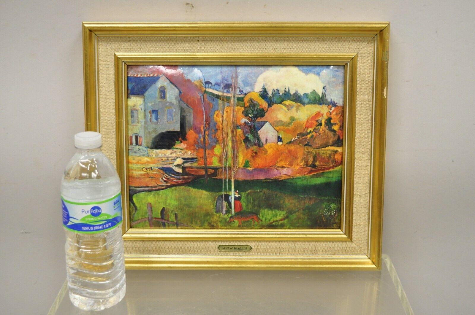 Helca Martele A La Main Peinture en émail martelé Gauguin Moulin en Bretagne. L'article présente un émail martelé à la main sur cuivre, une image d'après l'impressionniste Gauguin intitulée 