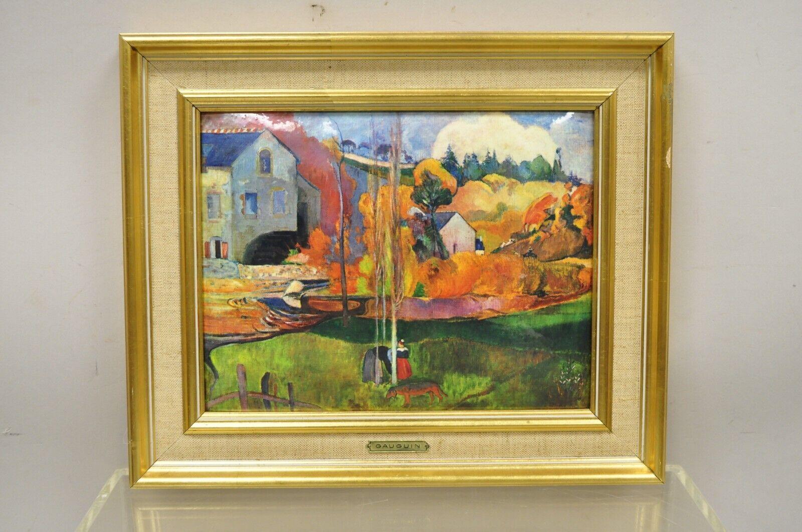 Français Helca Martele a La Main - Peinture en émail martelé - Gauguin Moulin En Bretagne en vente