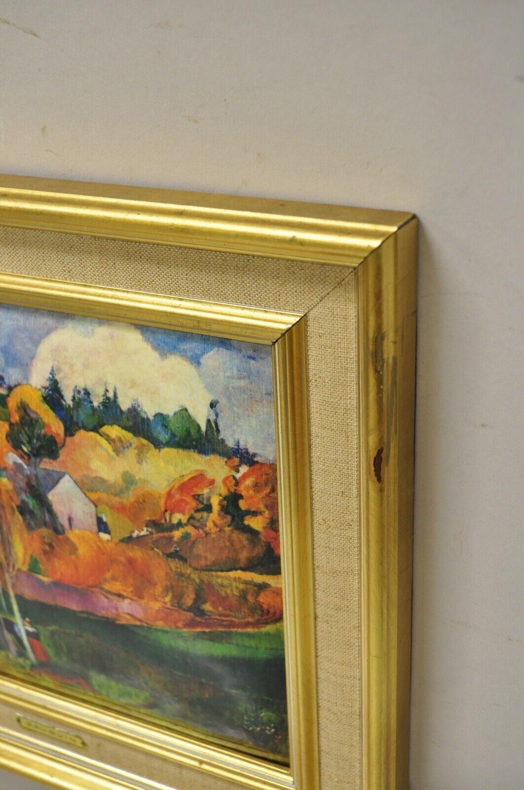 Late 20th Century Helca Martele a La Main Hammered Enamel Painting Gauguin Moulin En Bretagne For Sale