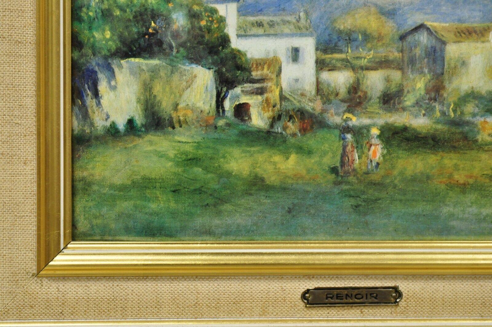 French Provincial Helca Martele A La Main Hammered Enamel Painting Renoir Vue de Cagnes For Sale