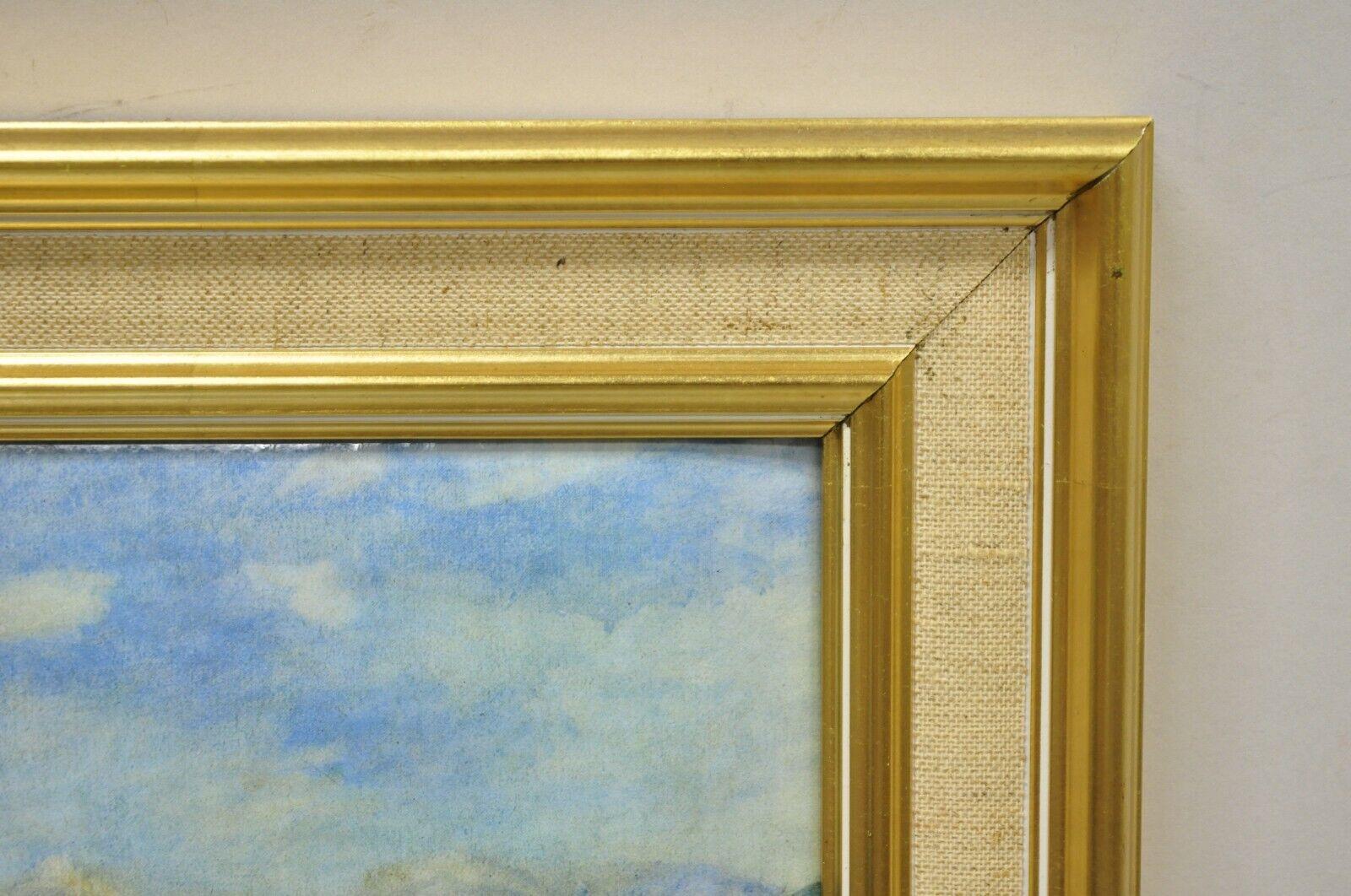 French Helca Martele A La Main Hammered Enamel Painting Renoir Vue de Cagnes For Sale