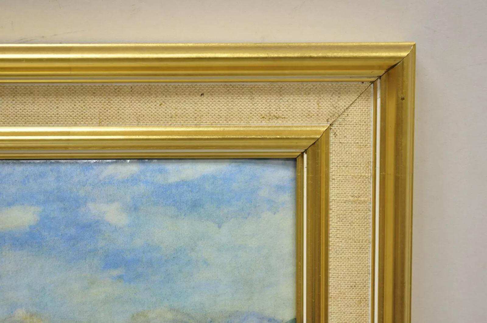 Fin du 20e siècle Helca Martele A La Main, peinture en émail martelé Renoir Vue de Cagnes