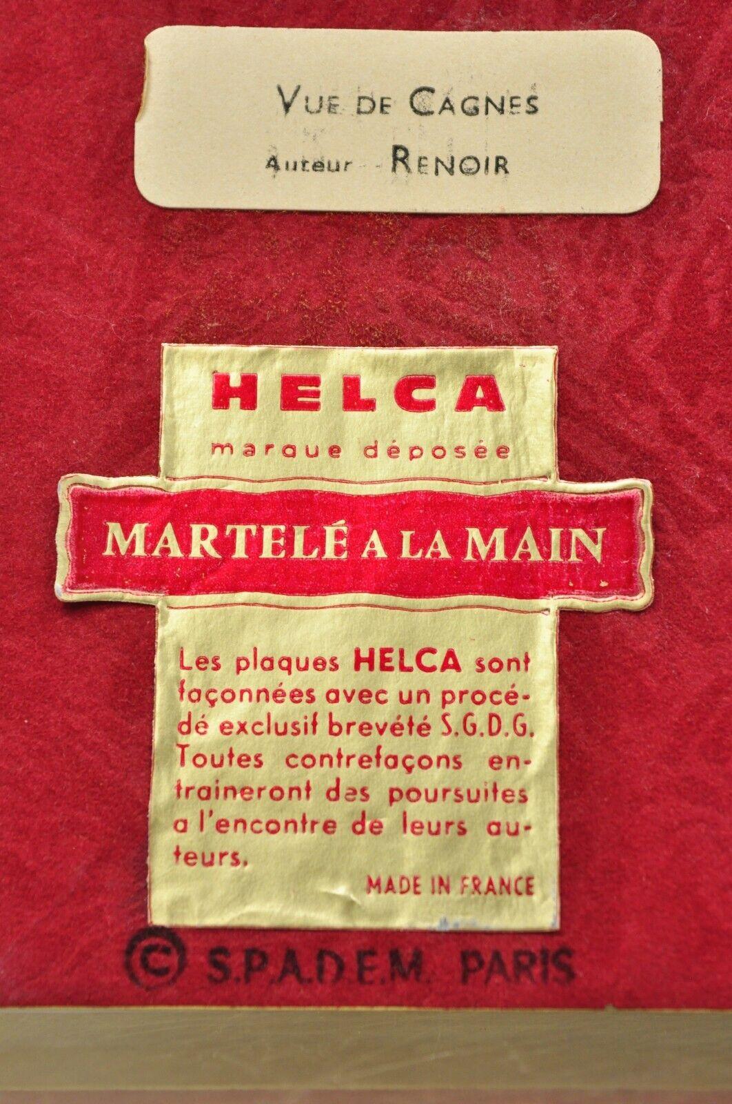 Metal Helca Martele A La Main Hammered Enamel Painting Renoir Vue de Cagnes For Sale