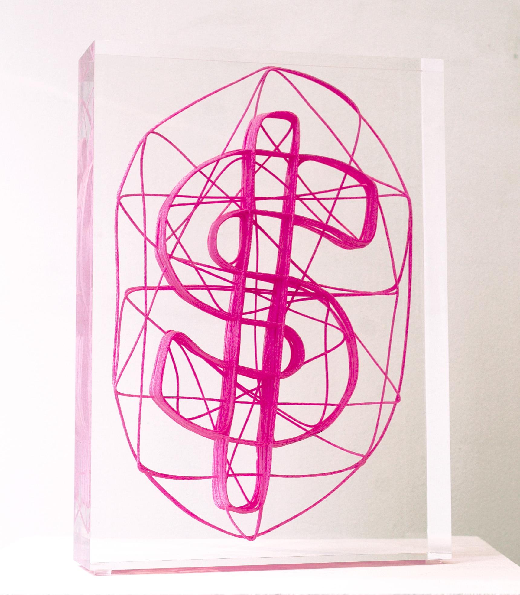 Dollar en corde rose - Sculpture de Helder Batista