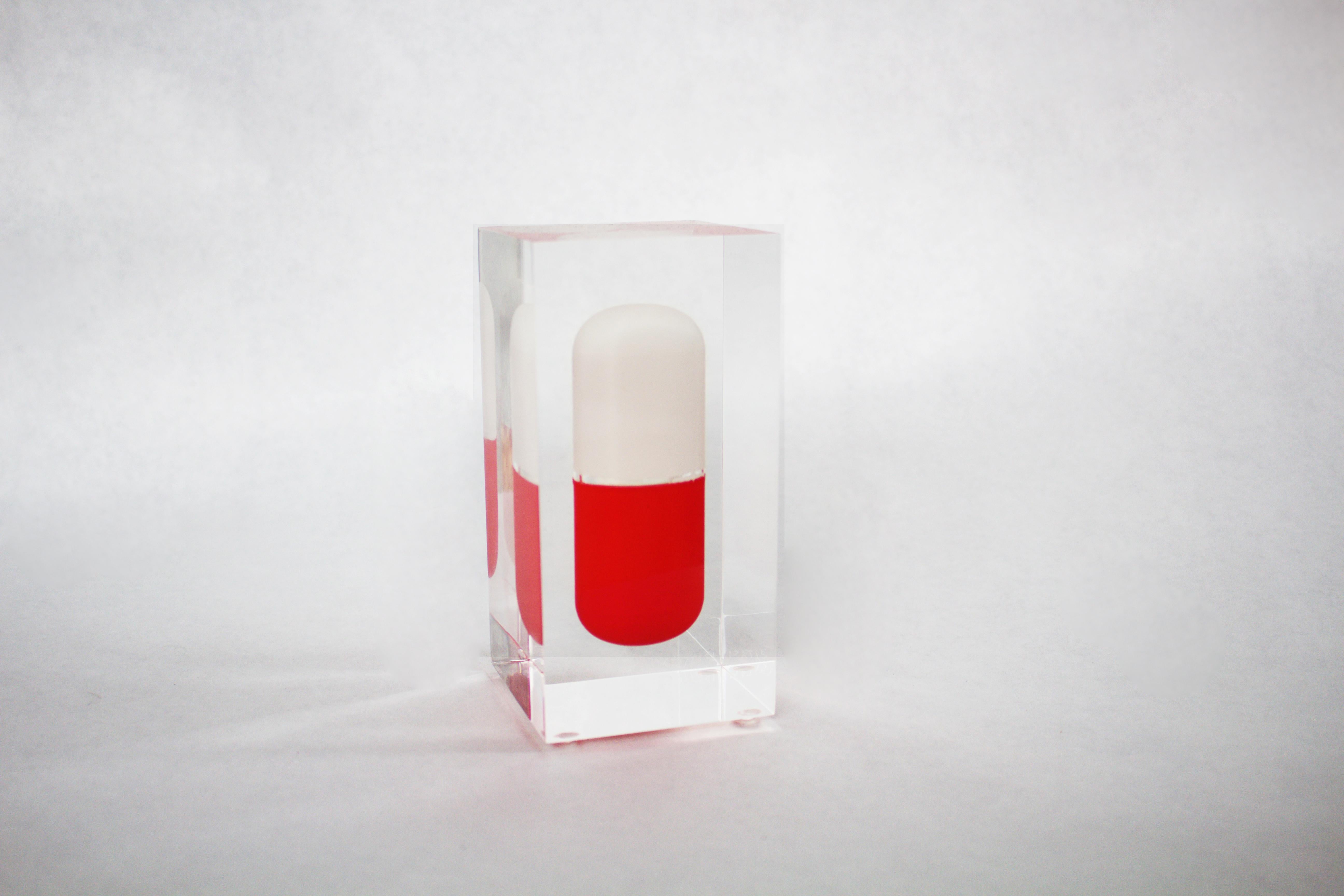 Tiny Red and White Pill  - Pop Art Sculpture by Helder Batista