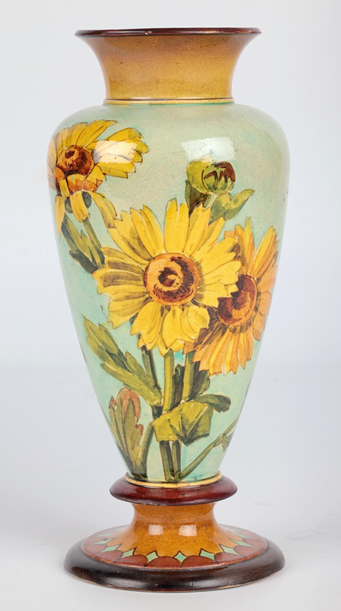Helen A Harding Doulton Lambeth Faience Floral Painted Vase 2
