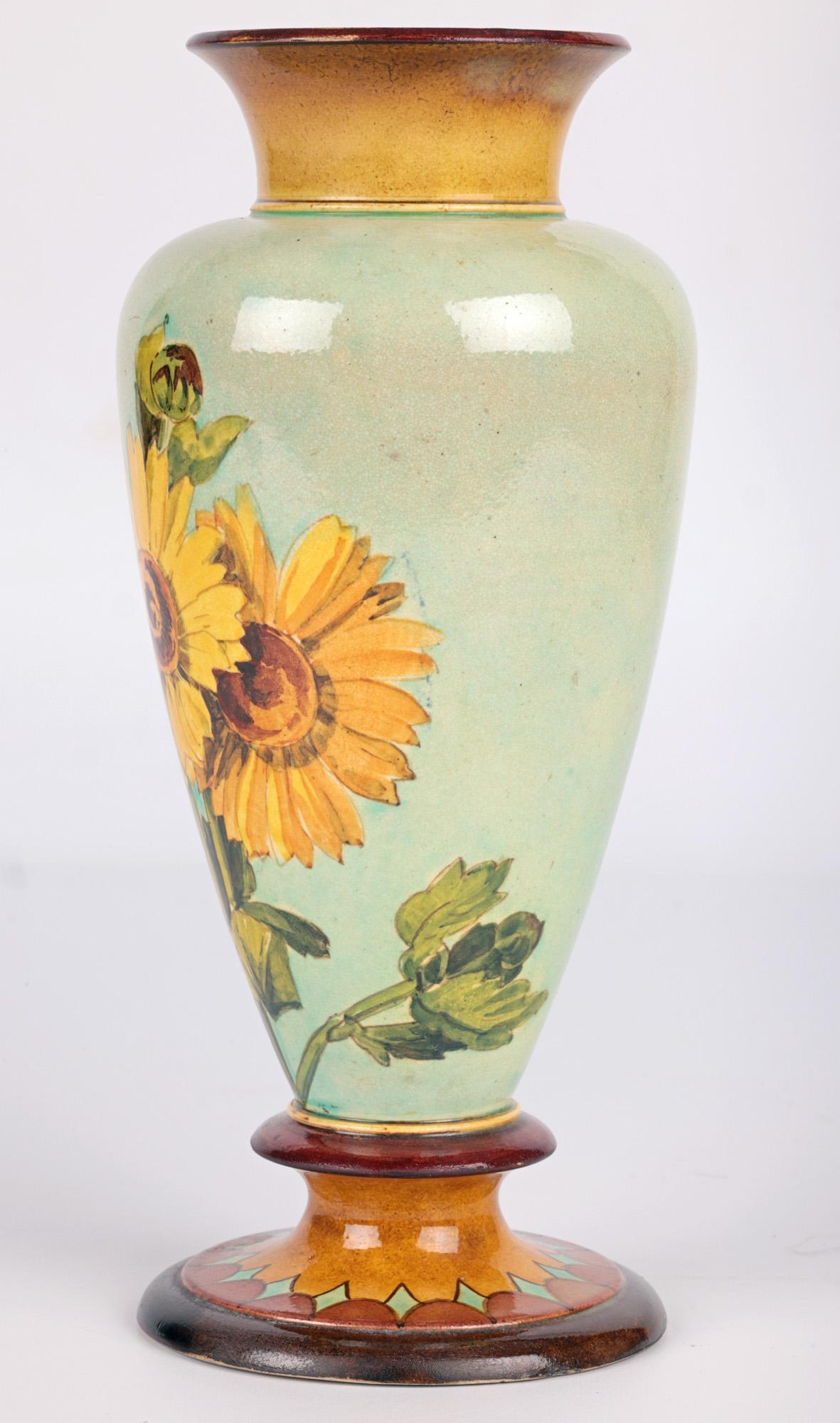 Helen A Harding Doulton Lambeth Faience Floral Painted Vase 6