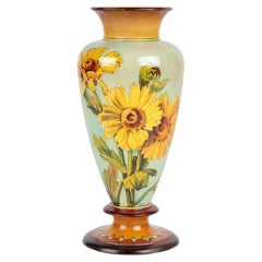 Helen A Harding Doulton Lambeth Faience Floral Painted Vase