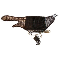 "TV Bird" Contemporary Wire Grackle Bird Sculptures with RCV Pocket TV