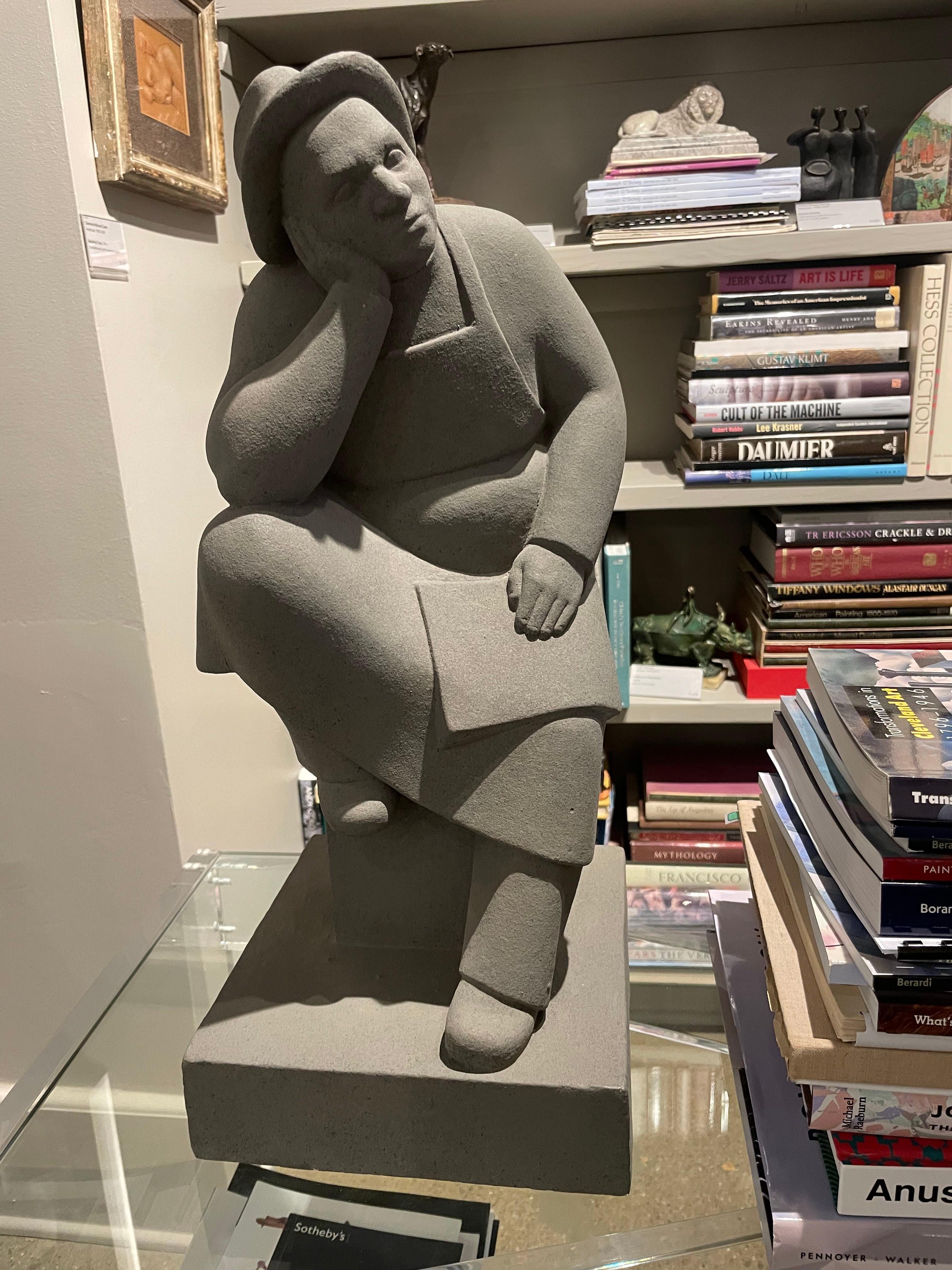 Los negocios van mal, Escultura de hombre sentado del siglo XX, Mujer artista de Nueva York en venta 3