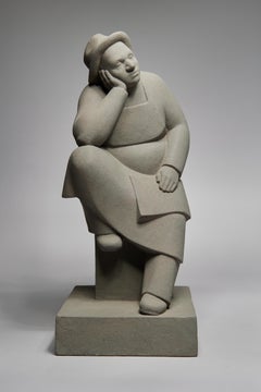 Business is Bad, 20th Century Sculpture of Seated Man, New York Woman Artist