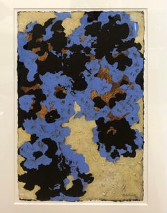 Blue Violet - Abstract Expressionist Mixed Media (Blue + Black + Sienna + Cream)