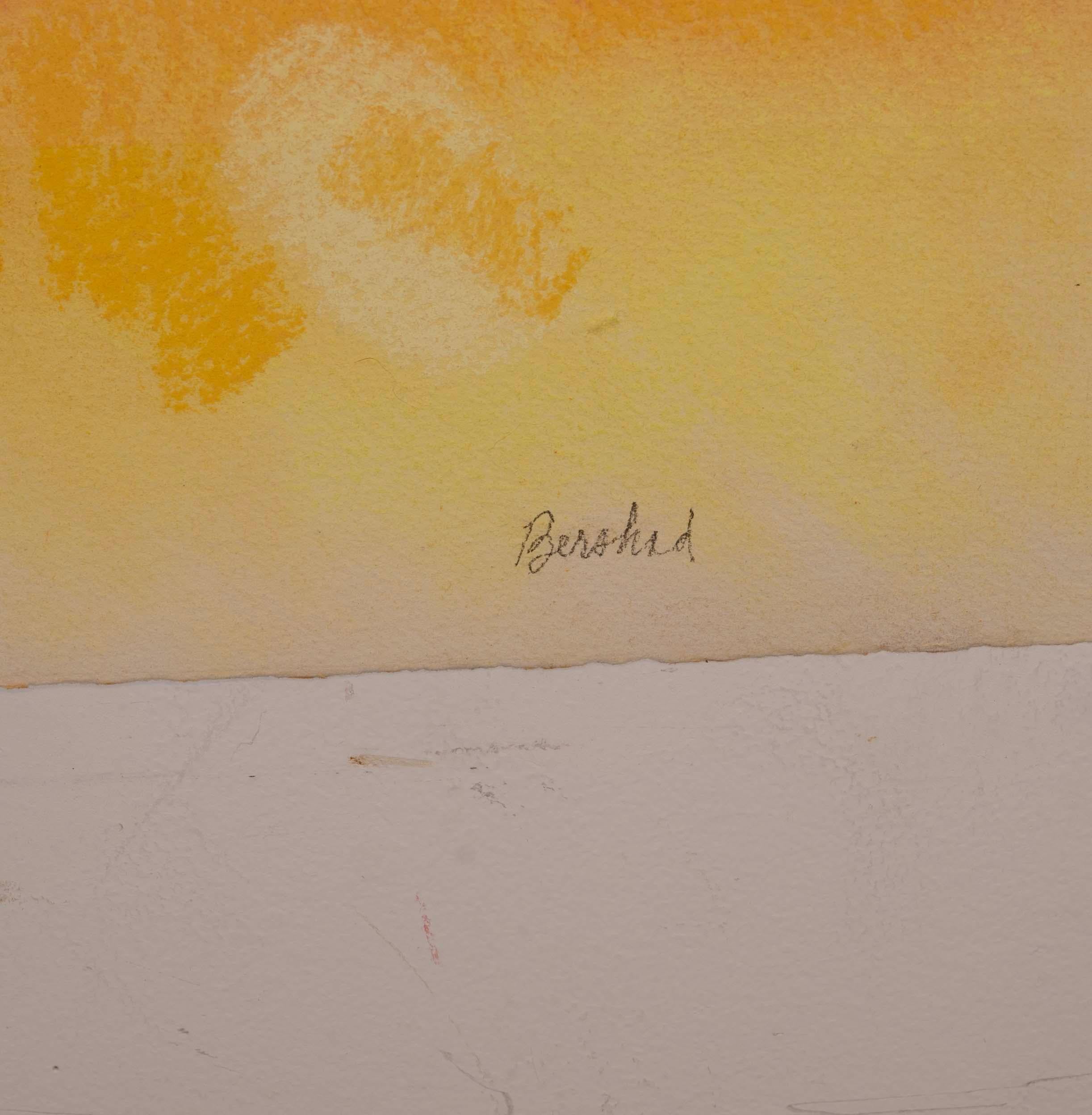 Helen Bershad Rosetta Earth I Diptychon, signierte postmoderne Pastellfarben, 1978, ungerahmt (Leinwand) im Angebot