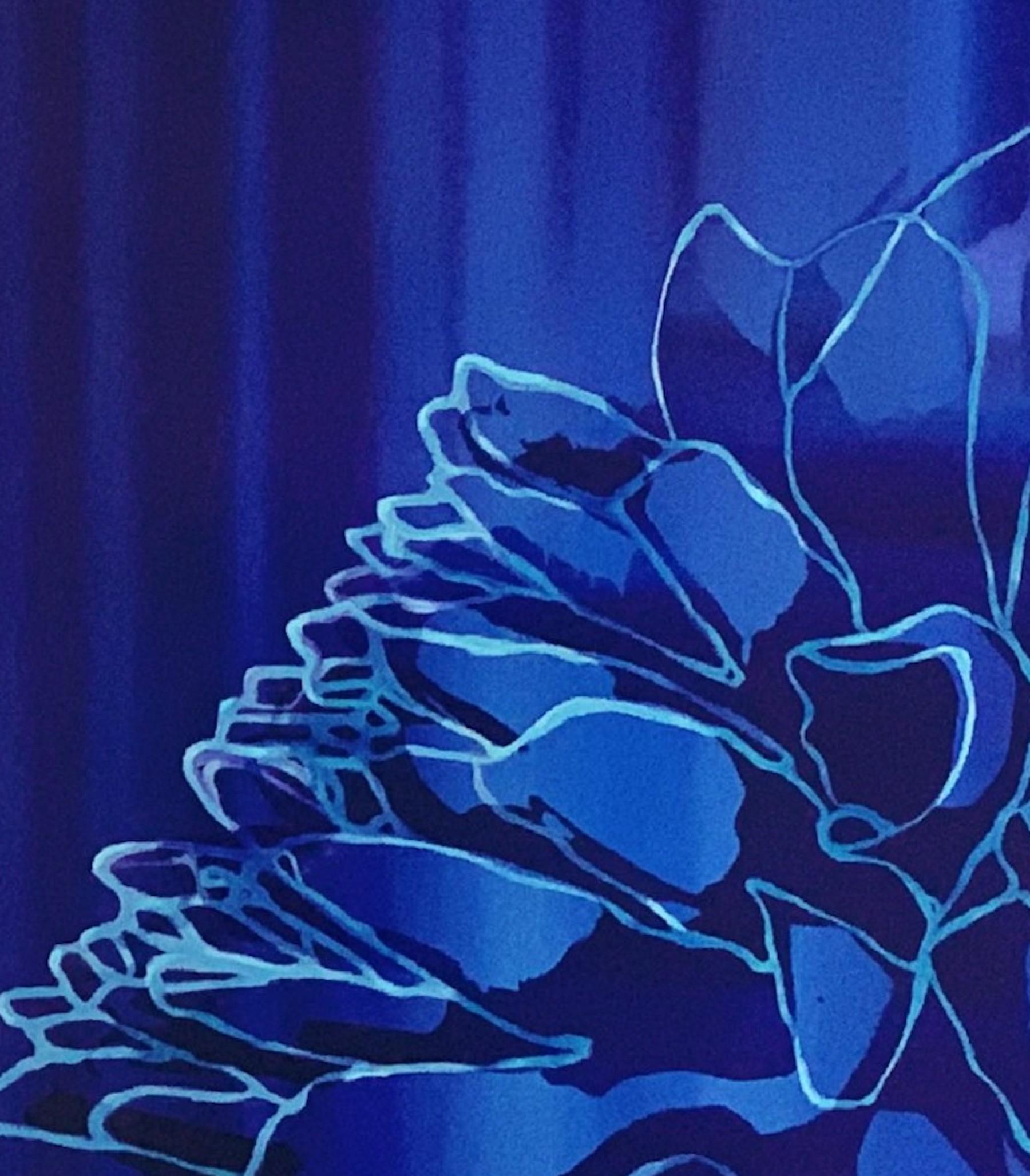 Dahlia Blue, Contemporary Art, Floral Art, Colourful Print, Statement Art For Sale 2