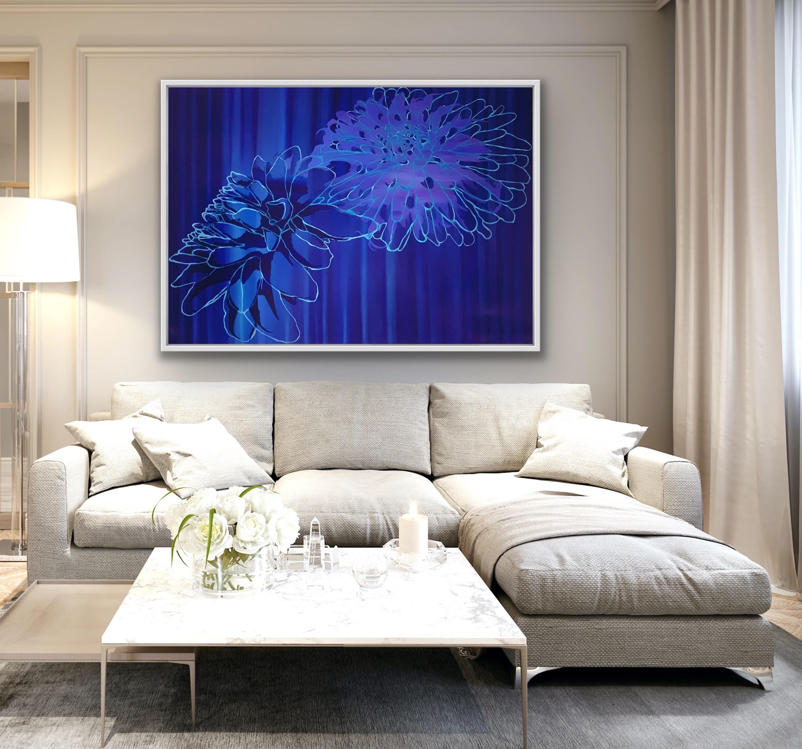 Dahlia Bleu, Art contemporain, Art floral, Impression colorée, Art fantaisie en vente 1