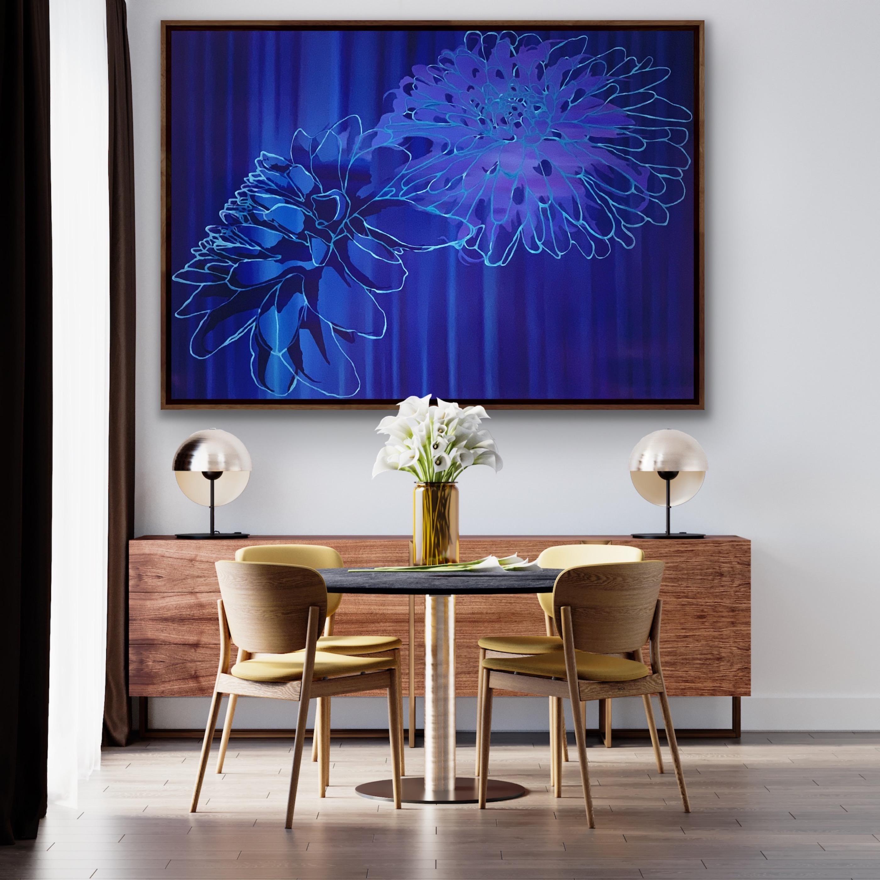 Dahlia Blue, Contemporary Art, Floral Art, Colourful Print, Statement Art For Sale 4