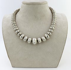 Helen Chee Navajo Sterling Silver Pearl Bead Necklace