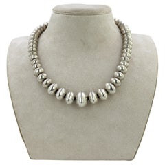 Retro Helen Chee Navajo Sterling Silver Pearl Bead Necklace