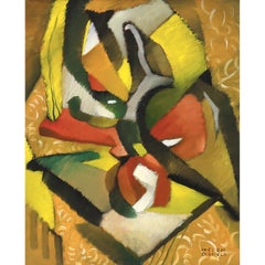 Exceptional 1930s abstract oil painting by woman artist Helen Clark Oldfield.