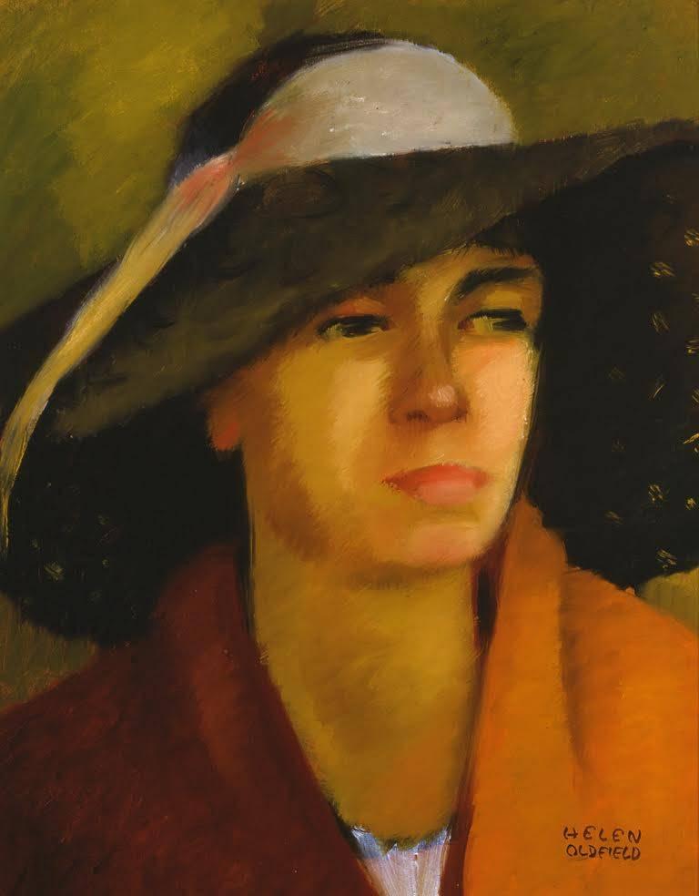 Helen Clark Oldfield Portrait Painting - Model With Hat