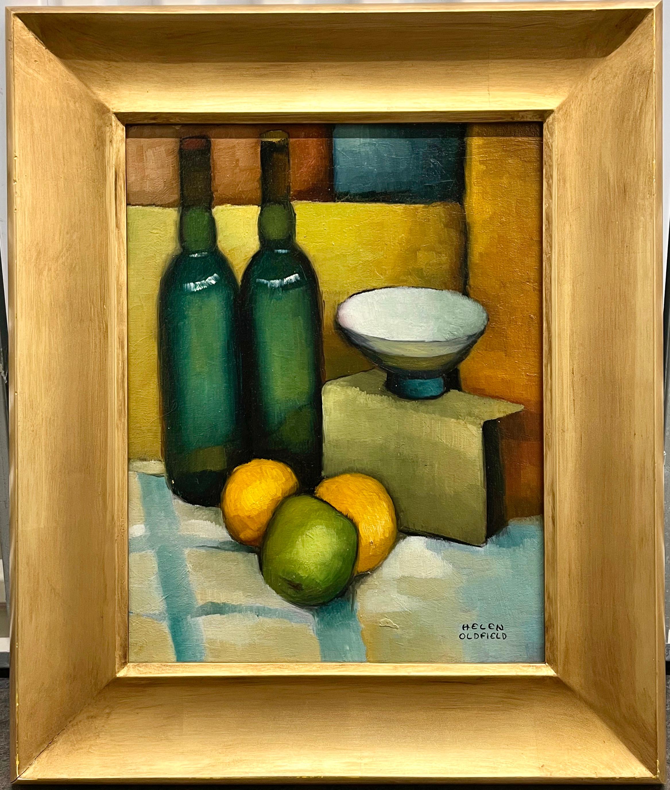 « Two Bottles », réalisme de la scène américaine du milieu du 20e siècle, artiste féminine de la WPA, années 1940  - Réalisme américain Painting par Helen Clark Oldfield