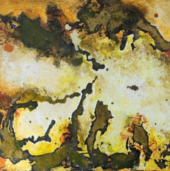 27 - French Artist large Triptych Painting Colors Blue Pale Brown Beige Yellow