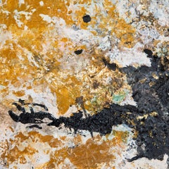 33 - French Artist large Painting Colors Pale Brown Beige Yellow Green