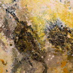 X1 - French Artist Diptych Painting Colors Blue Pale Brown Beige Sand Yellow