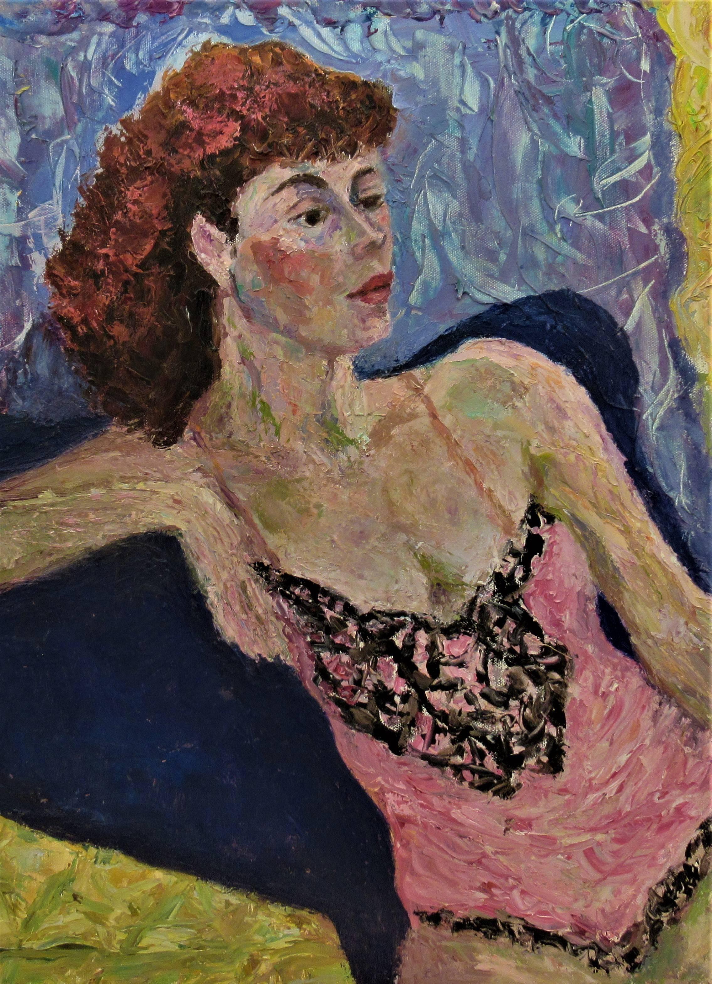 Ohne Titel, Frau posierend (Impressionismus), Painting, von Helen Director