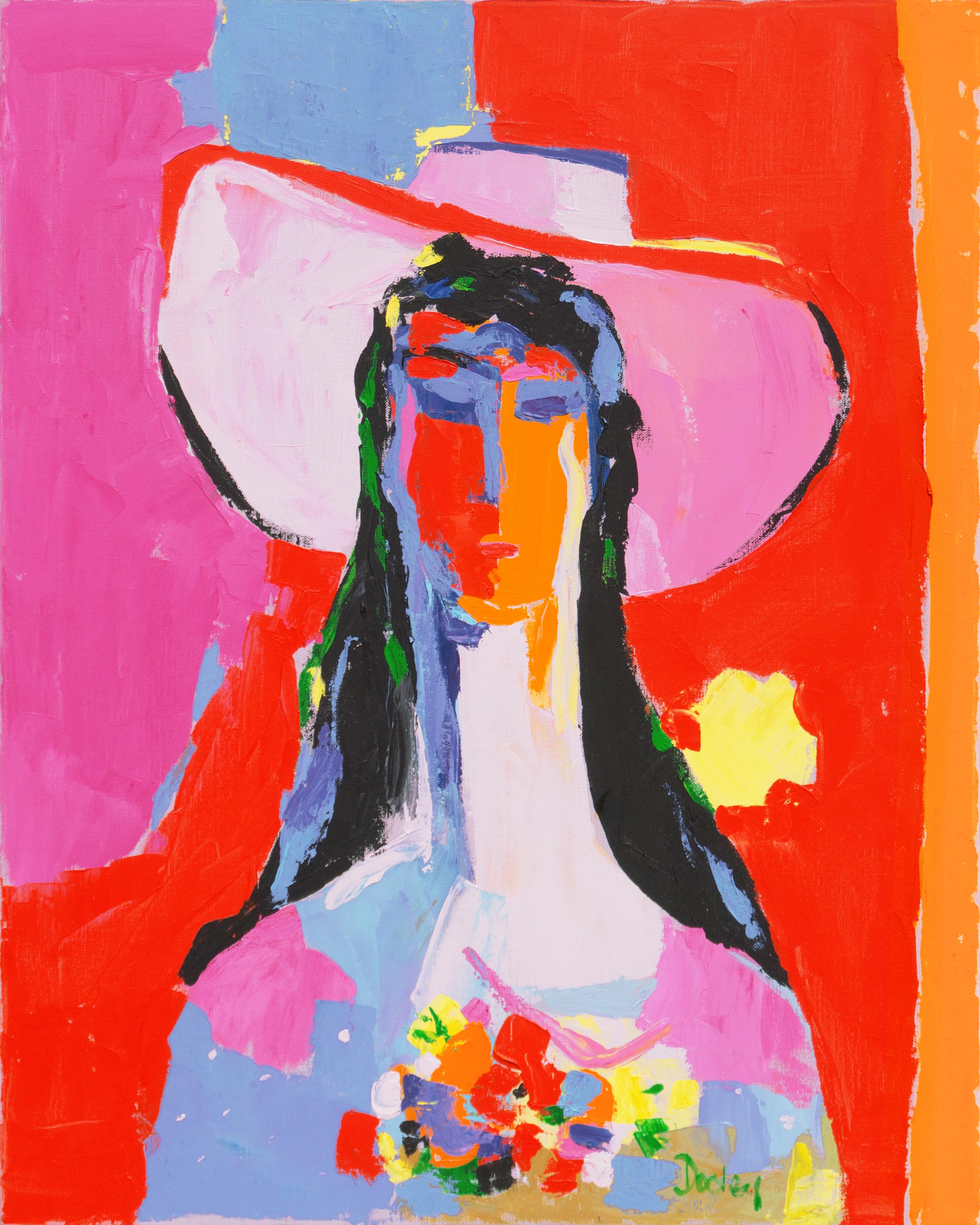 Helen Dooley Figurative Painting - 'Lady in a Sun Hat', Carmel Art Association, Laguna Beach, CSFA, SWA, PAFA, CPLH