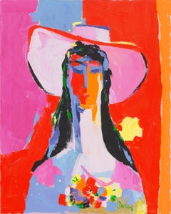 Vintage 'Lady in a Sun Hat', Carmel Art Association, Laguna Beach, CSFA, SWA, PAFA, CPLH