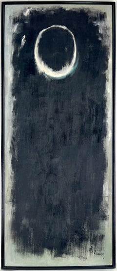 Taos Desert Moon Vintage Black and Grey Monotone Abstract -- "In the Beginning"