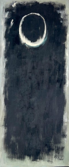 Taos Desert Moon Vintage Black and Grey Monotone Abstract -- "In the Beginning"